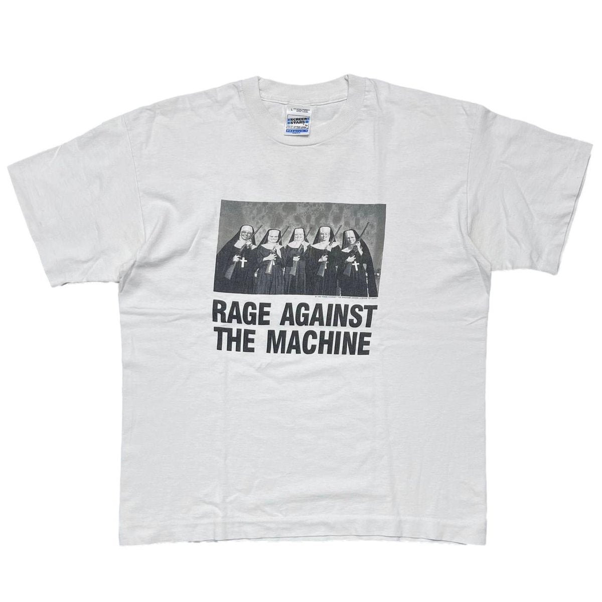 RAGE AGAINST THE MACHINE NUNS & GUNS WHITE SCREENSTARS LARGE 5921