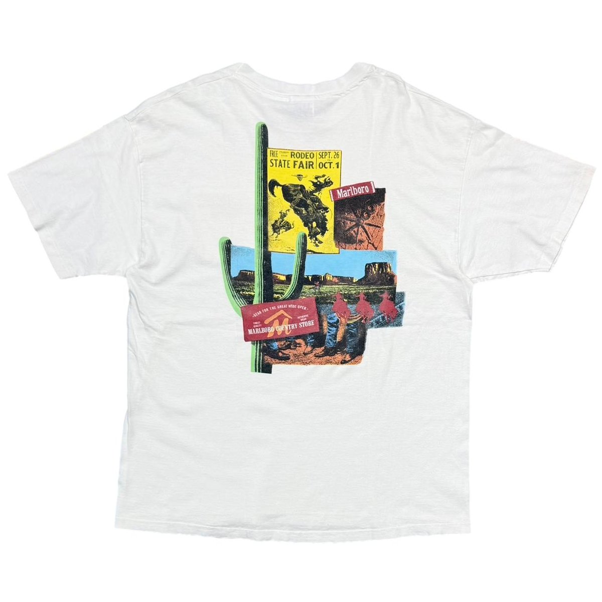 Marlboro CACTUS RODEO COUNTRY STORE POCKET WHITE Hanes XL 2785