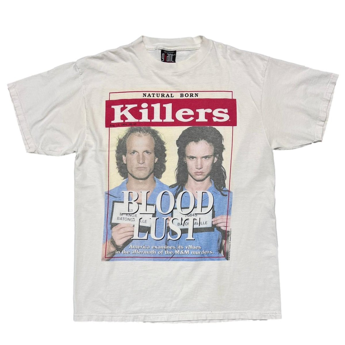 NATURAL BORN KILLERS 1994 BLOOD LUST MOVIE PROMO WHITE GIANT BY TULTEX XL 6397