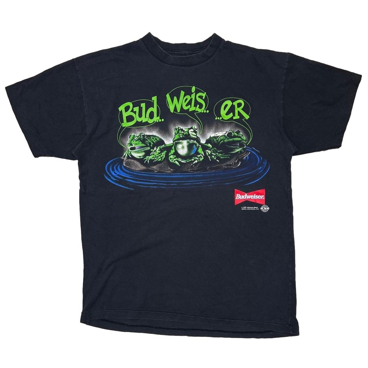 Budweiser 3 FROGS 1995 YOUR PAD OR MINE? FITS L-XL 4217