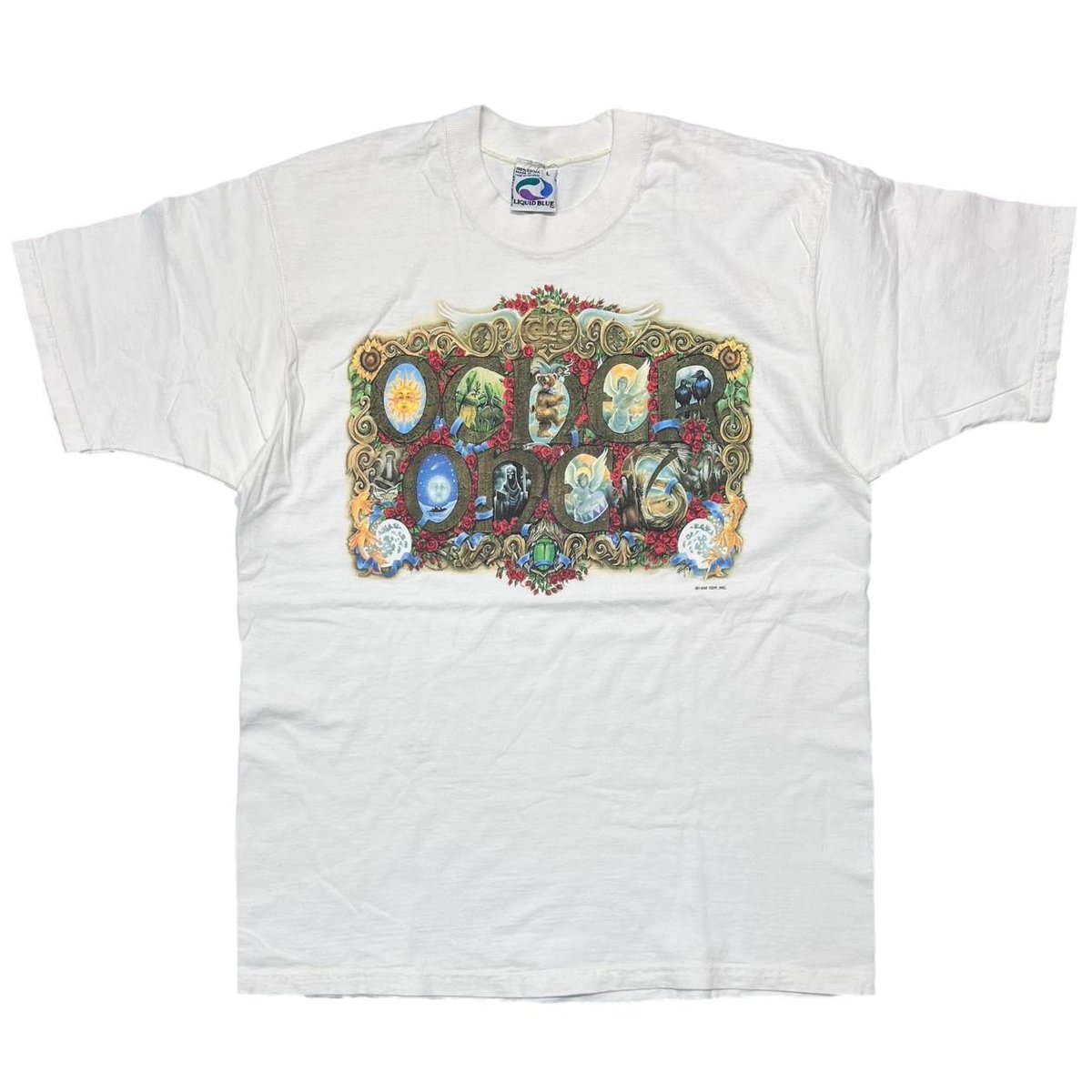 GRATEFUL DEAD ROSE Y2K WHITE LIQUID BLUE LARGE 1470