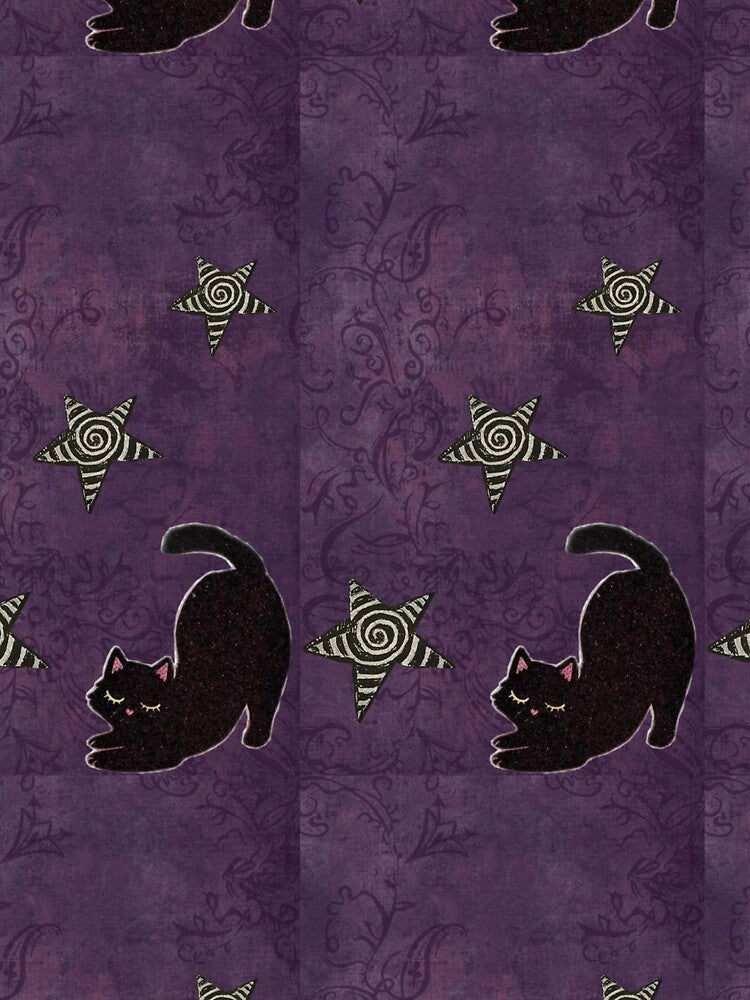 Purple whimsigoth cat and stars by BrontesWhimsyStore