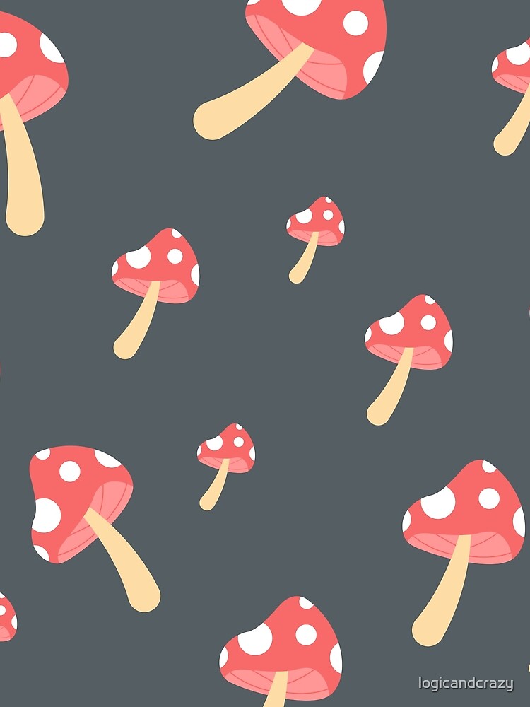 Red Mushrooms on Grey by logicandcrazy