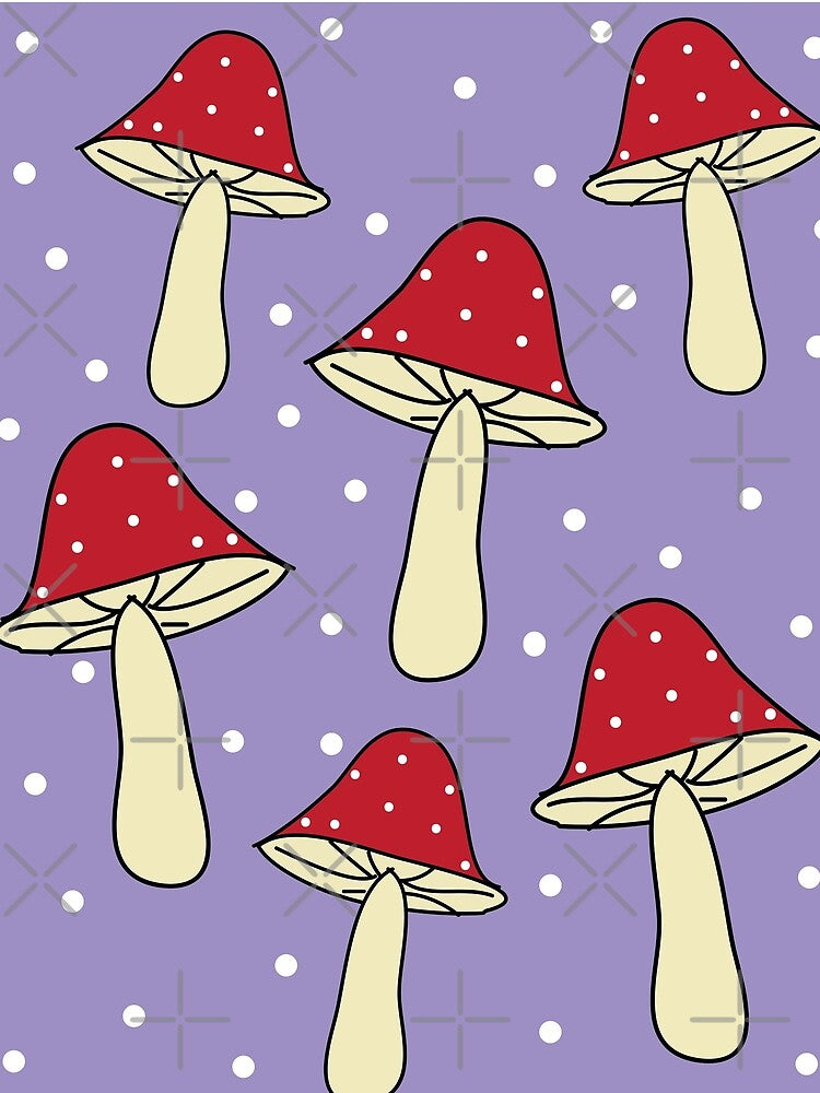 Cute mushroom in purple pool pattern by fluffyfamcraft