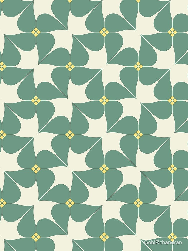 Yellow Green Floral Pattern Gradient Retro Christmas Santa by GobiRchandran