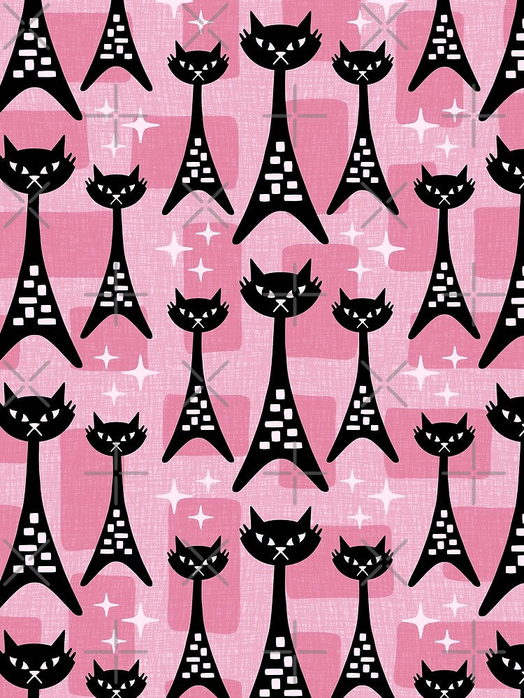 Retro Black Cat Pattern by tonymagnerart