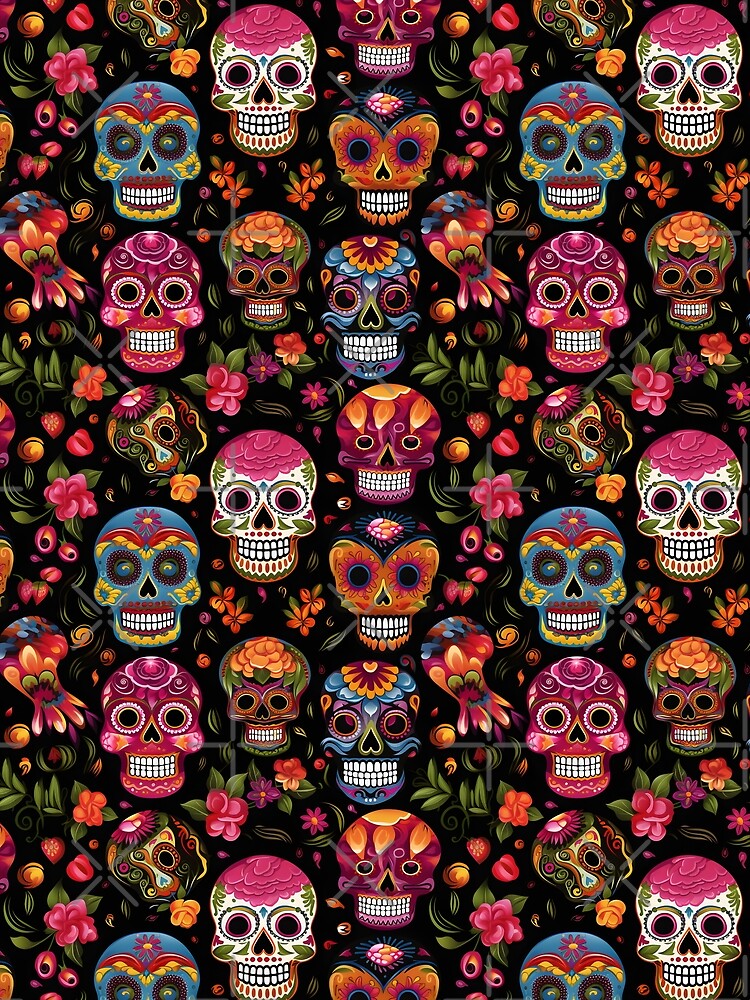 Seamless Sugar Skulls Tile Pattern by ZeptepiPatterns