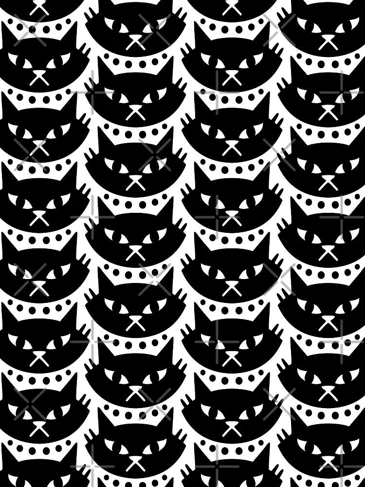Cat Pattern 521 Black and White by tonymagnerart