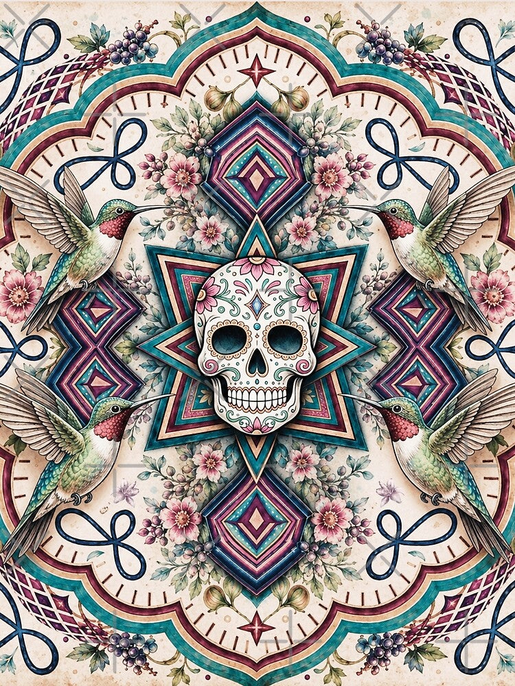 Sugar Skull Folk Art by Dancingrabbit Studio