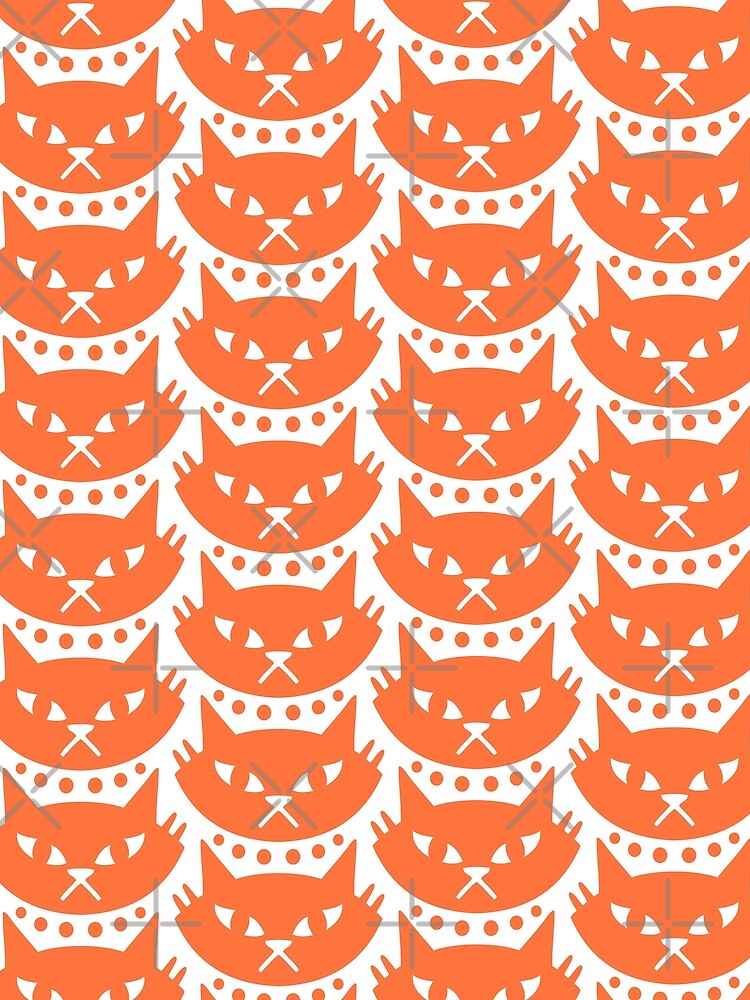 Mid Century Modern Cat Pattern 339 Orange by tonymagnerart