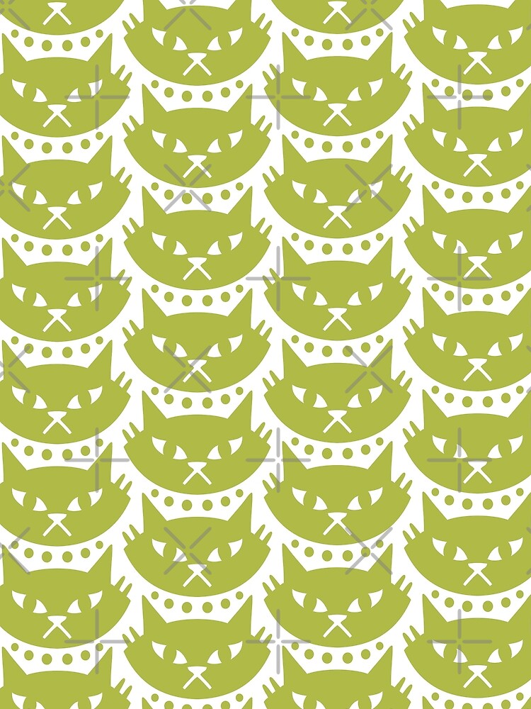 Mid Century Modern Cat Pattern 343 Olive Green by tonymagnerart