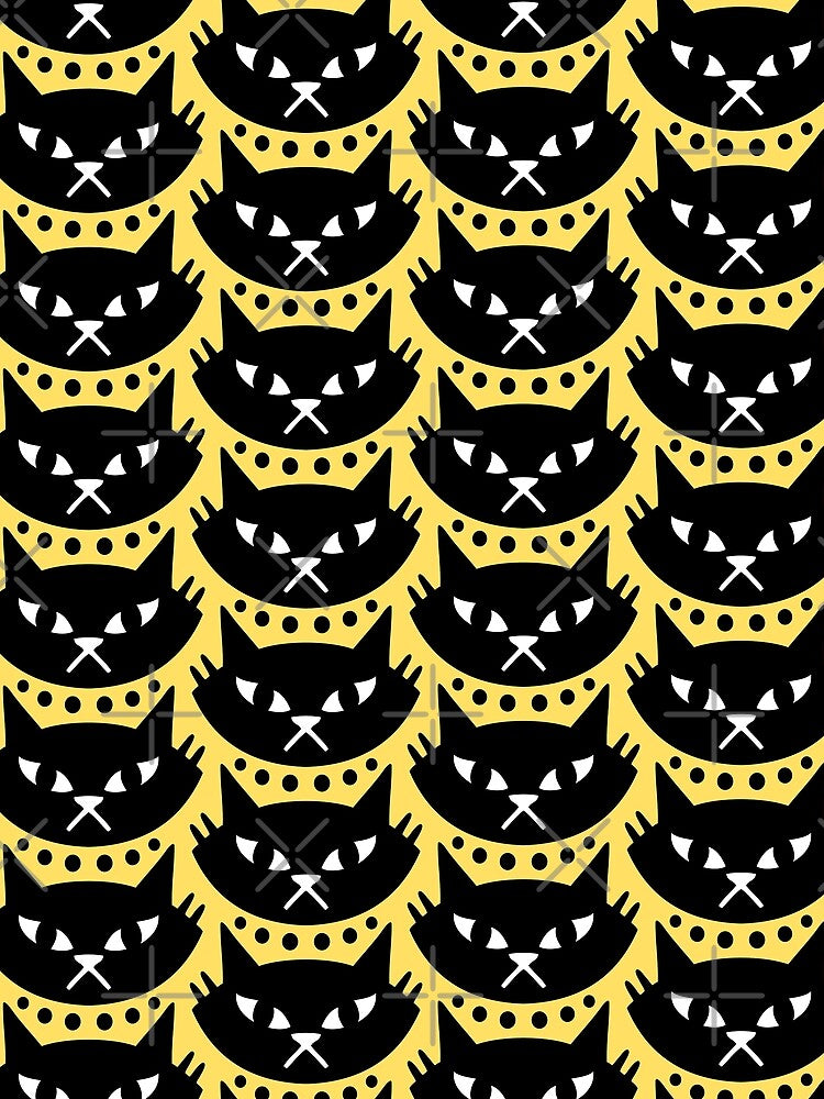 Mid Century Modern Cat Pattern 334 Black and Yellow by tonymagnerart