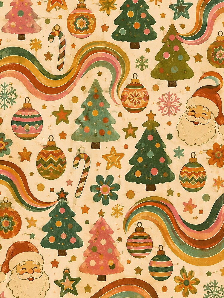 Vintage Santa Christmas Pattern | Retro Nostalgic Holiday Design by flowerpower999
