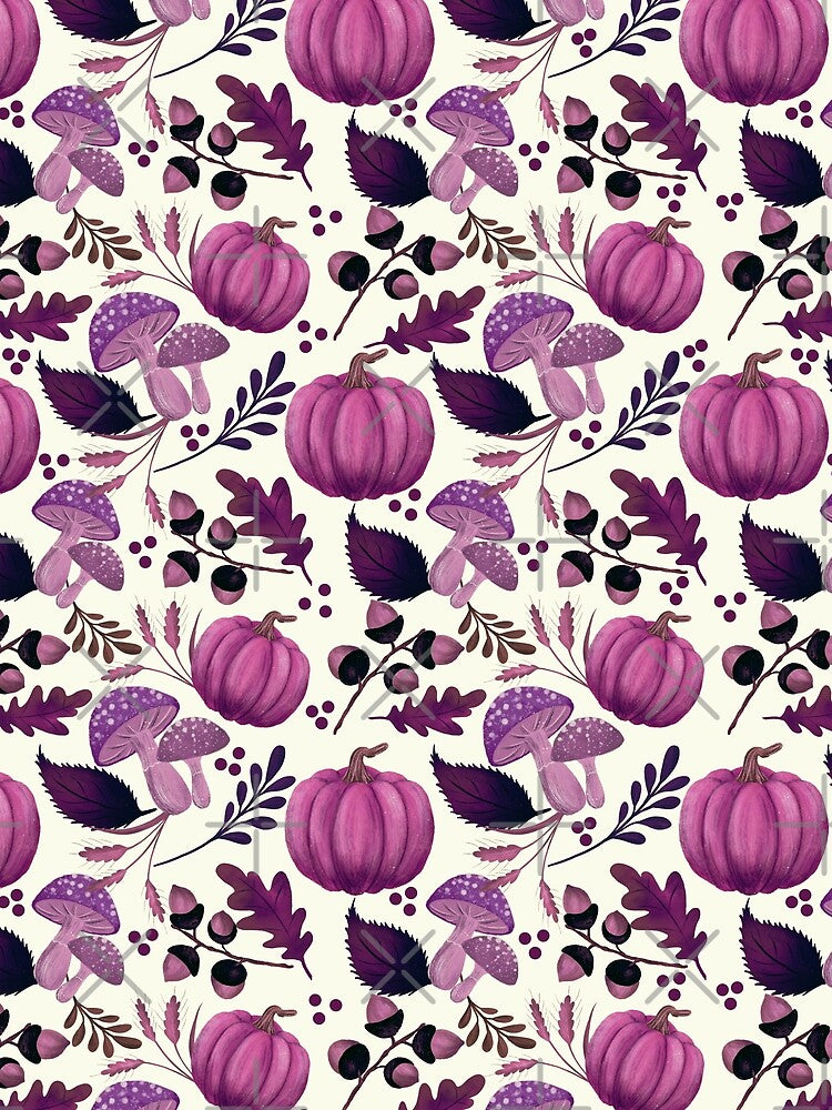 Pumpkin, Mushroom and Acorns Pattern by ByAllyAlly