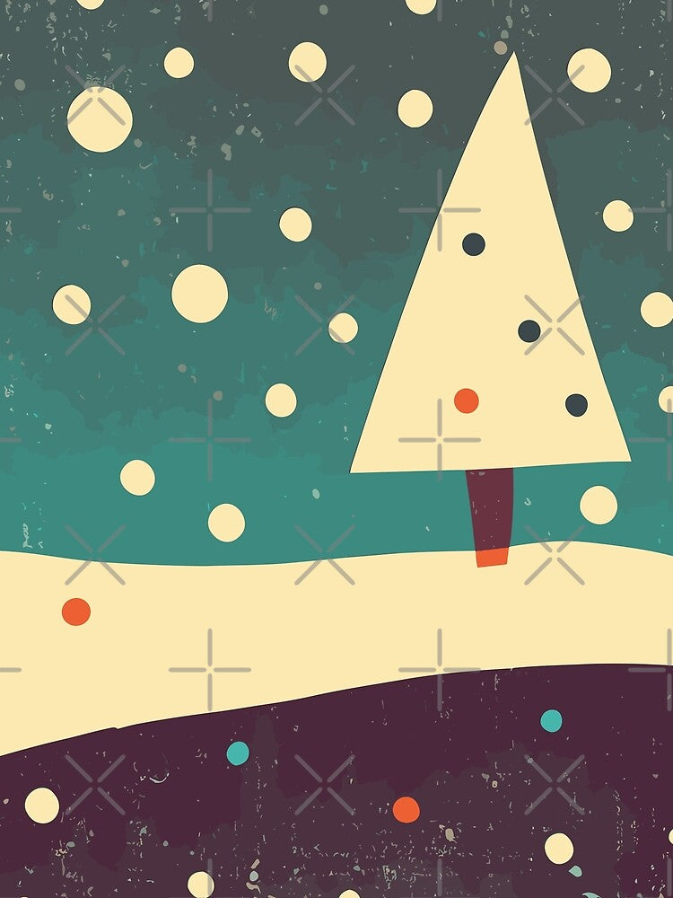 Vintage Christmas Tree and Polka Dot Snow (distressed) by SamJanner