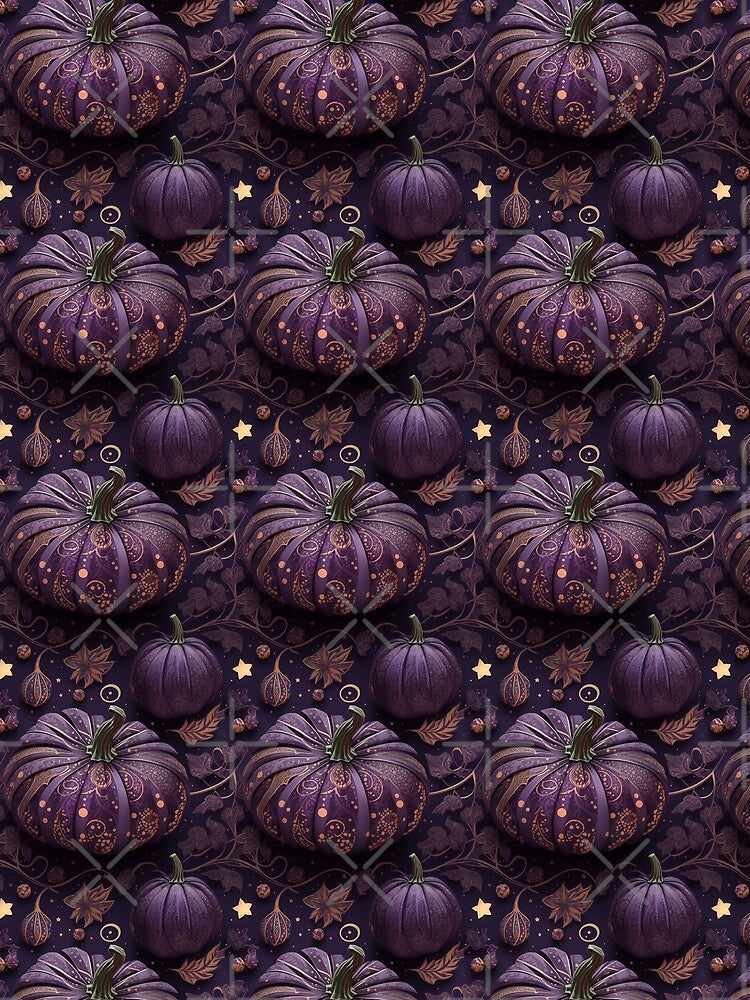 Starry Night Purple Pumpkin Patch Design by ElLocoMus