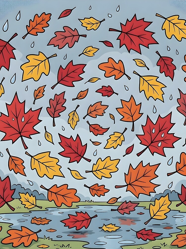 Swirling Autumn Maple Leaves Rainy Fall Day by Herodestroyer