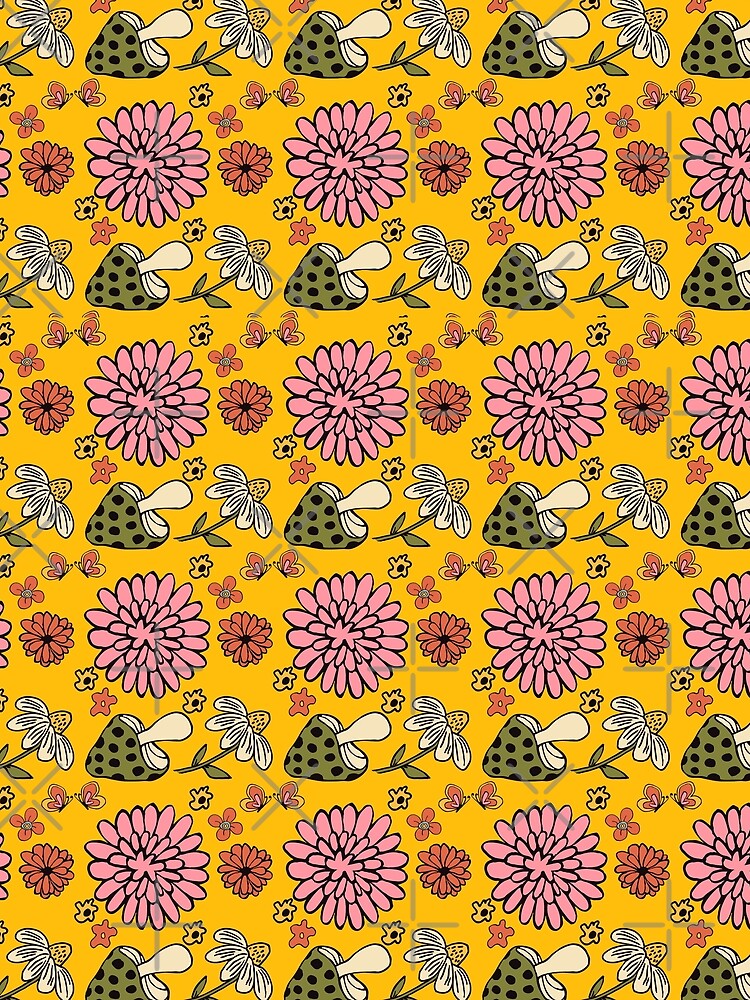 Retro 70’s Flower Mushroom Pattern by Aramdesing