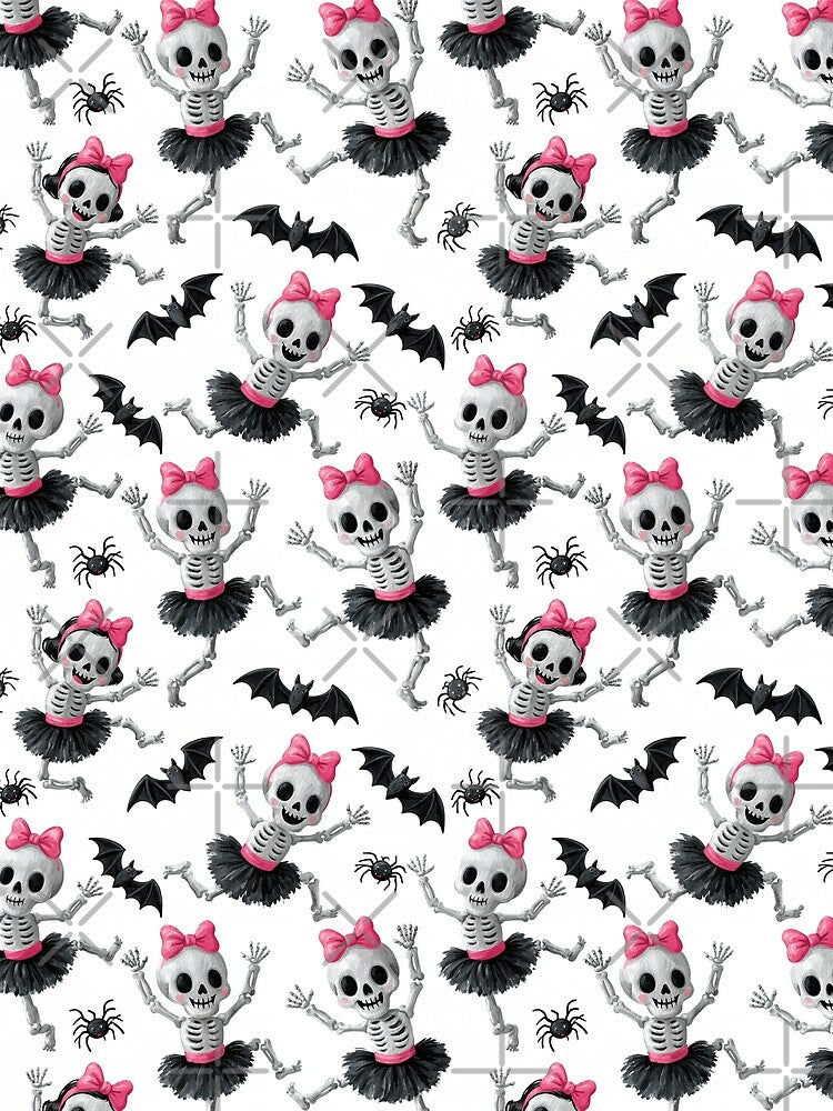 Dancing Skeleton Ballerinas Halloween Pattern by NadinArtStudio