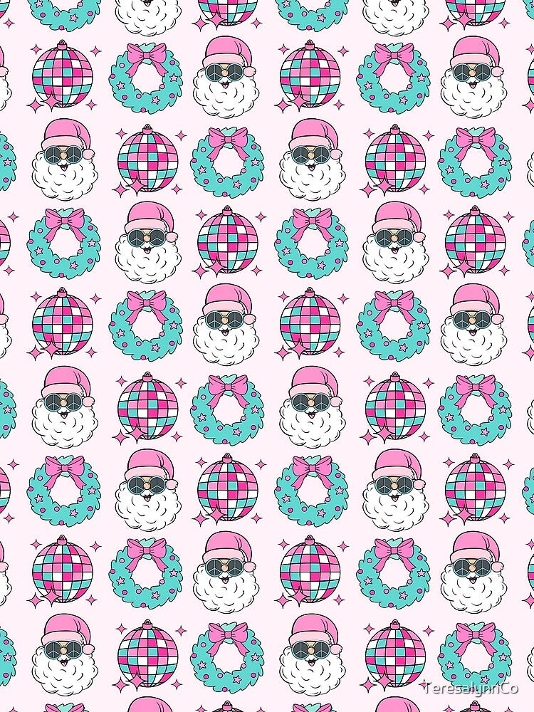 Pink & Turquoise Retro Christmas Pattern by TeresalynnCo