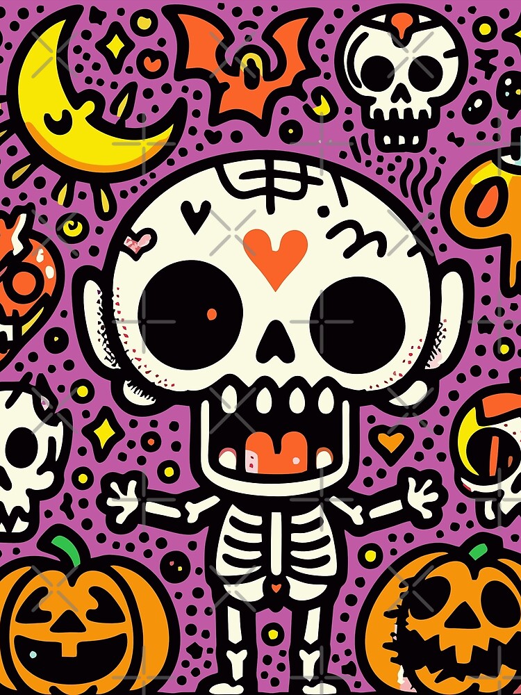 Kawaii Skeleton – Pumpkins, Bats & Spooky Cuteness! by GOLDENLIONPERU