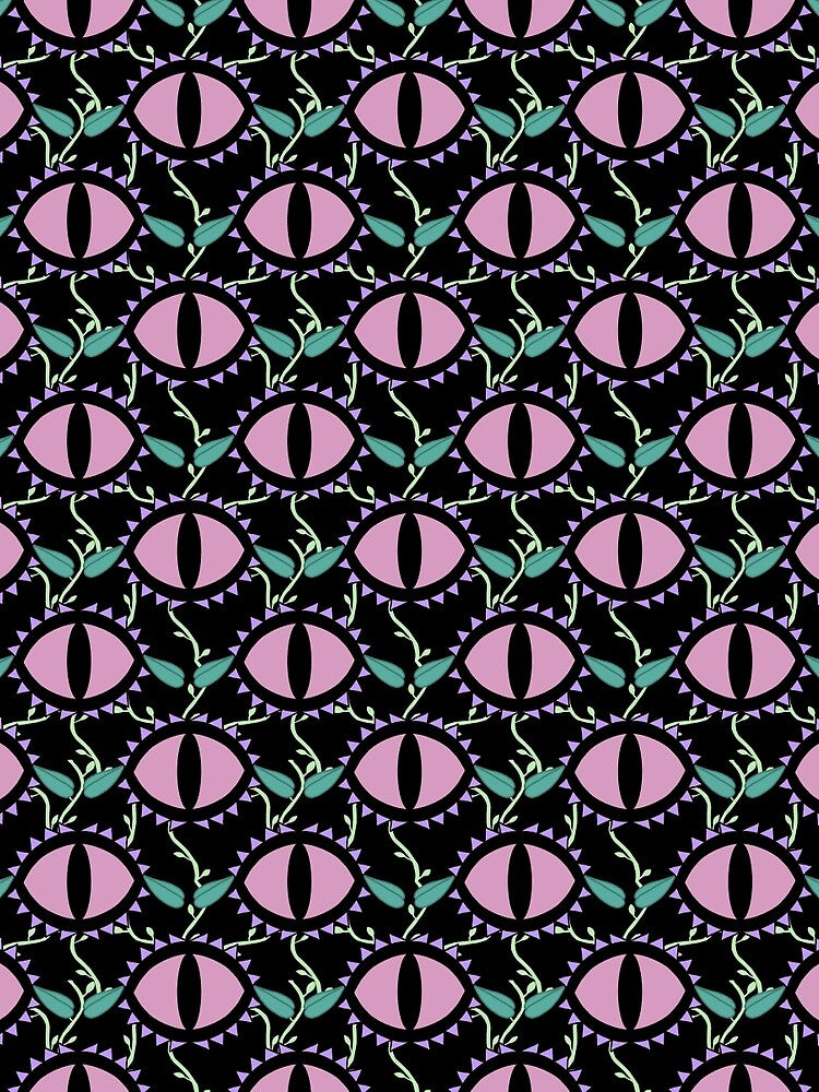 Cat Eye Flowers Pastel Goth Purple PInk by mommybrainarts