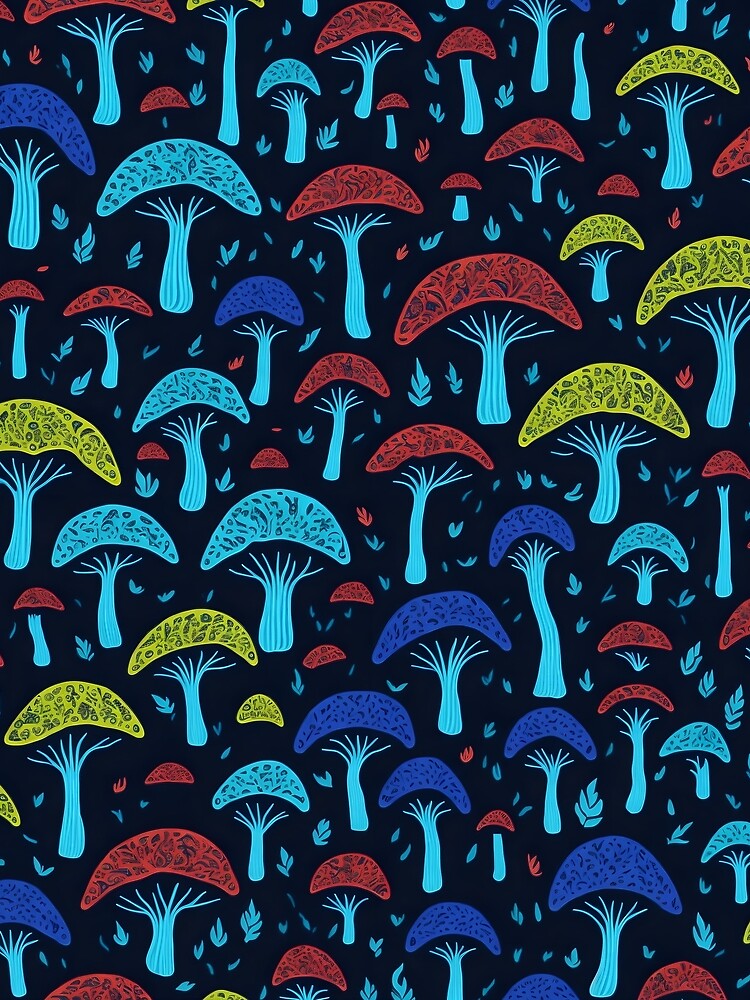 Dark Wild Forest Mushrooms Pattern by SGCreations-78
