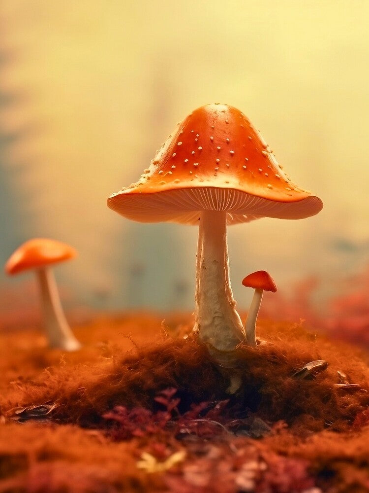 Cute Mushrooms In The Autumn Forest by LeafyLanePrints