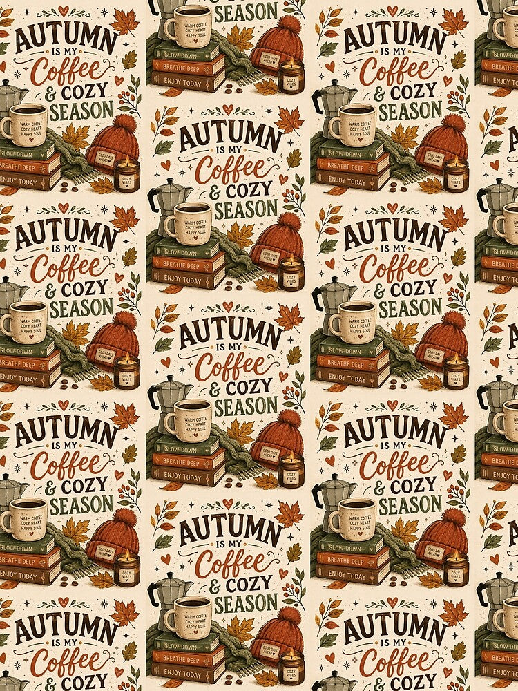Autumn Is My Coffee & Cozy Season | Vintage Fall Coffee Aesthetic Design by Kaaf's Mart