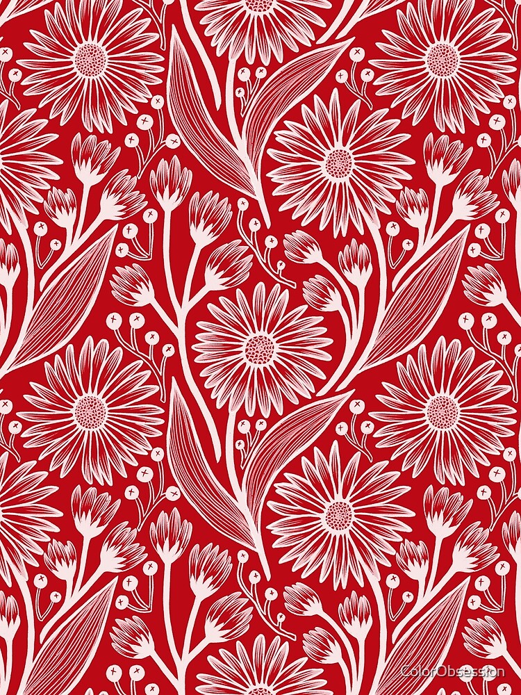 Holly Berry Red Coneflowers by ColorObsession