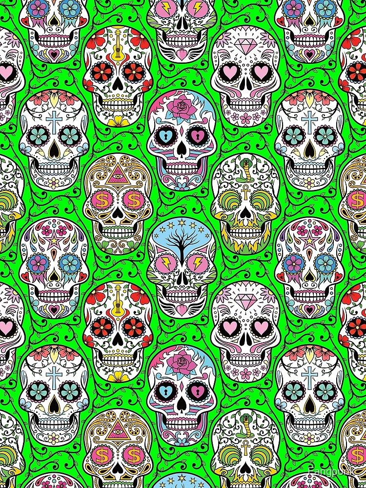 Sugar Skull Mexican Green by Fangpunk
