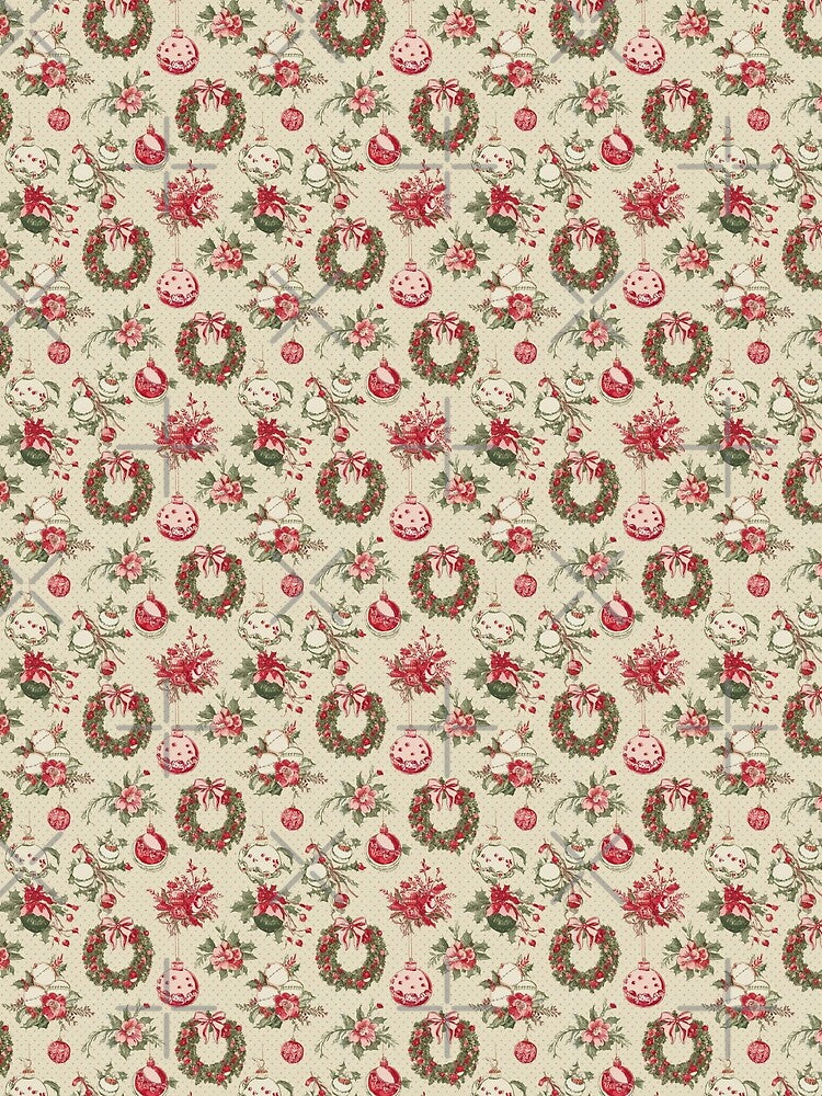 Retro Cute Floral Christmas Pattern in Green and Pink by SamJanner