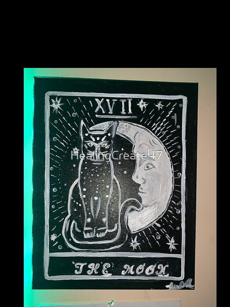 The Moon Cat Tarot Painting Card by HealingCreate47
