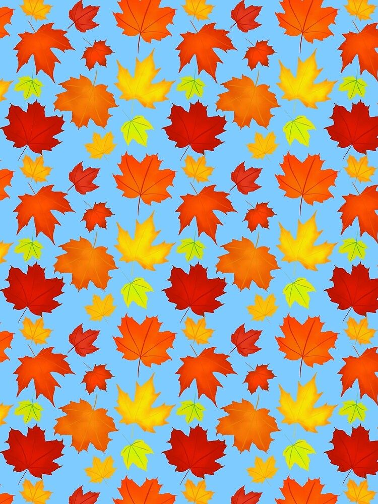 Watercolor Maple Leaves Pattern on Blue by EBParsley