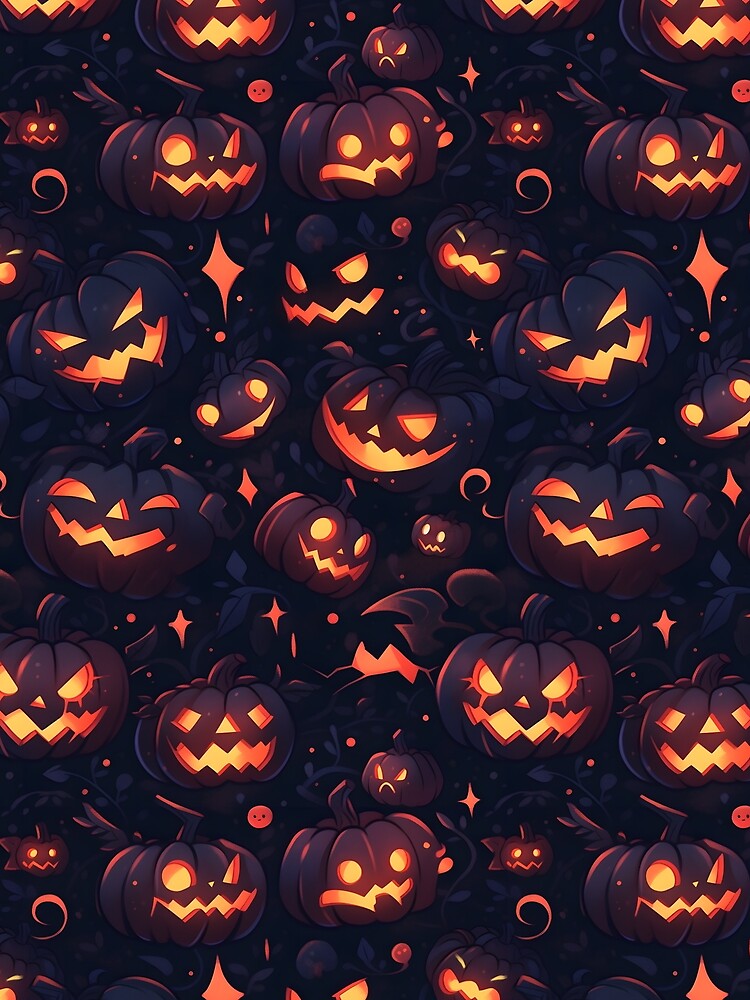 Pumpkin Patch of Halloween Scary Pumpkins - Halloween Pattern by TheeDigitalDen
