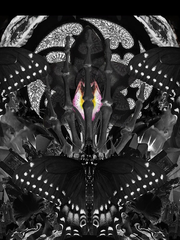 'Goth Moth' ft. Black Orchid, Skeleton and Gothic Architecture by Venus-in-Virgo