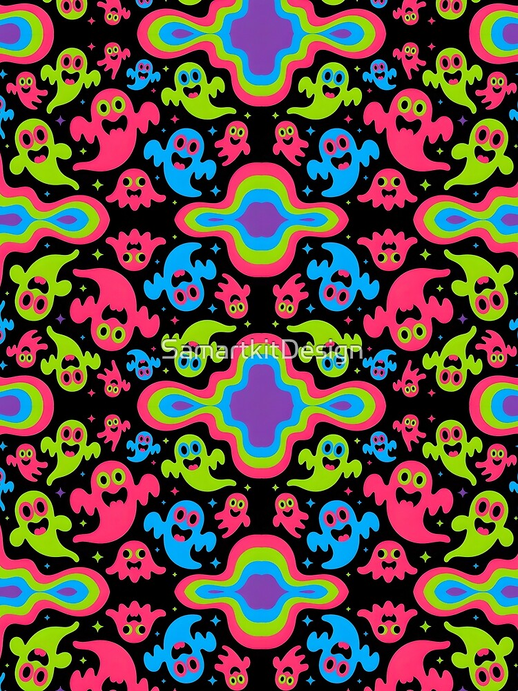 Colorful Cute Ghost Pattern by SamartkitDesign