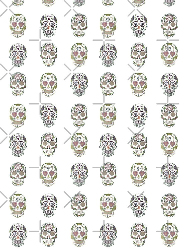 Watercolor Sugar Skull Pattern by CleverDino