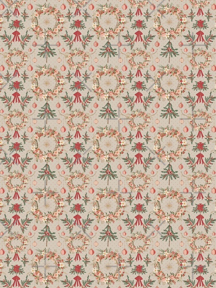 Retro Cute Floral Christmas Pattern in Delicate Colours by SamJanner