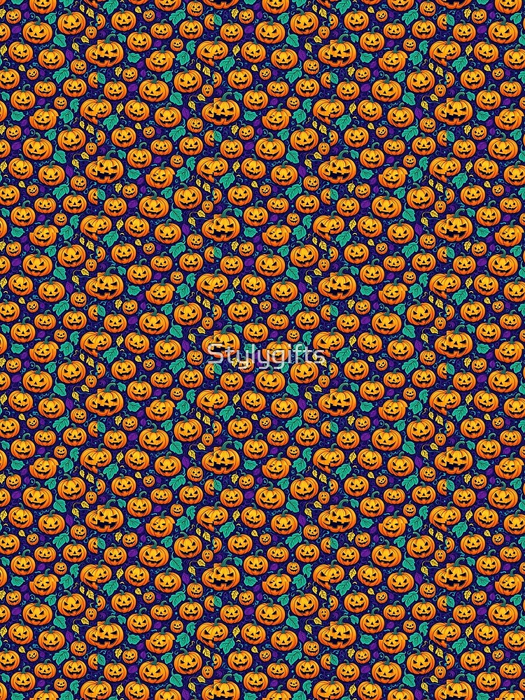 Pumpkin Patch Pattern with Jack o' Lantern by Stylygifts
