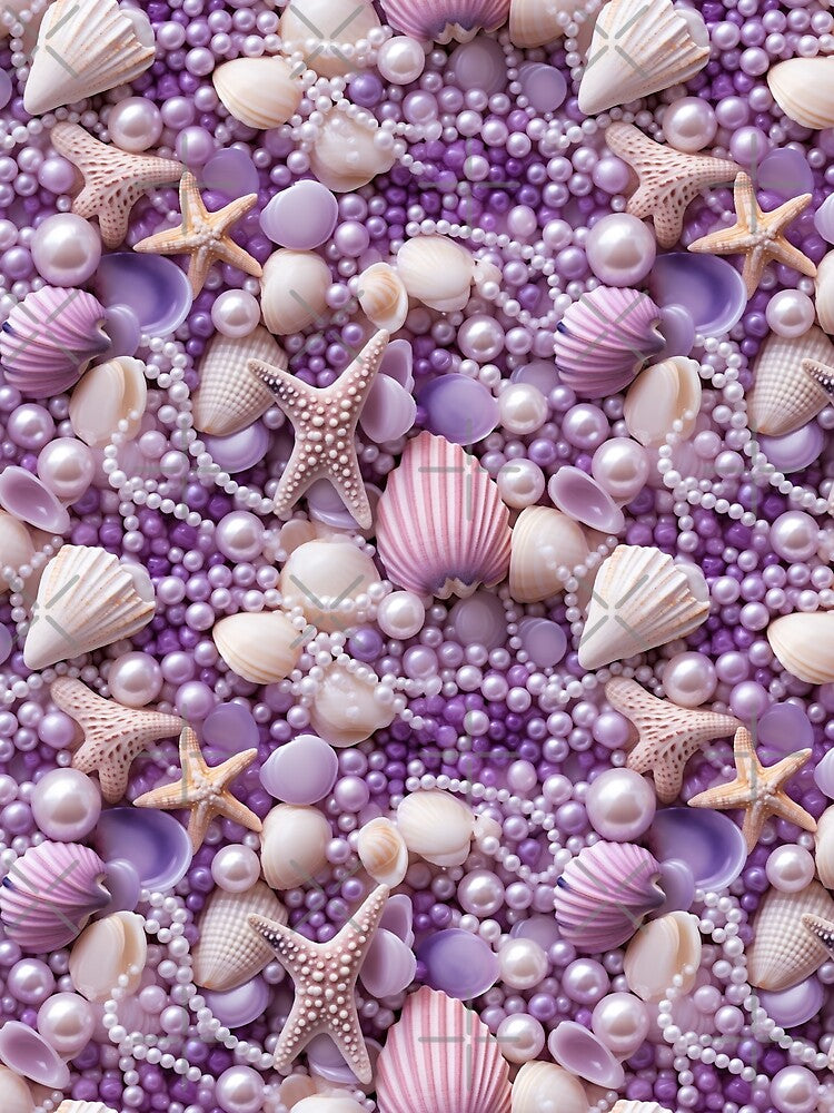 Elegant Seashell and Pearl Seamless Pattern by Aramdesing