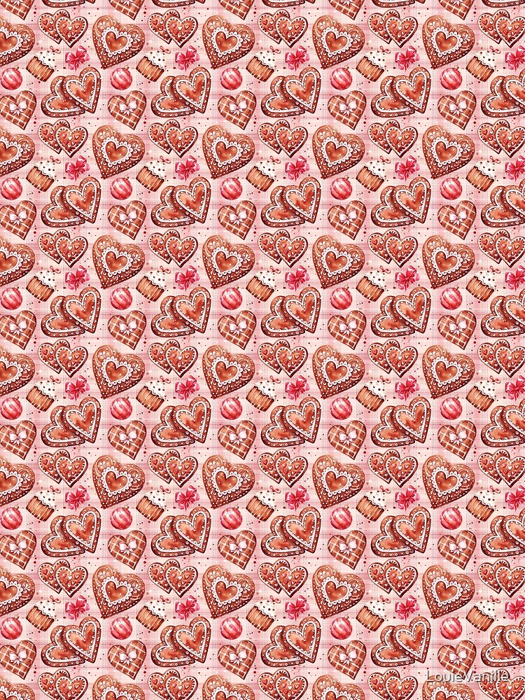 Vintage Christmas Pink Gingerbread Pattern by LouieVanille