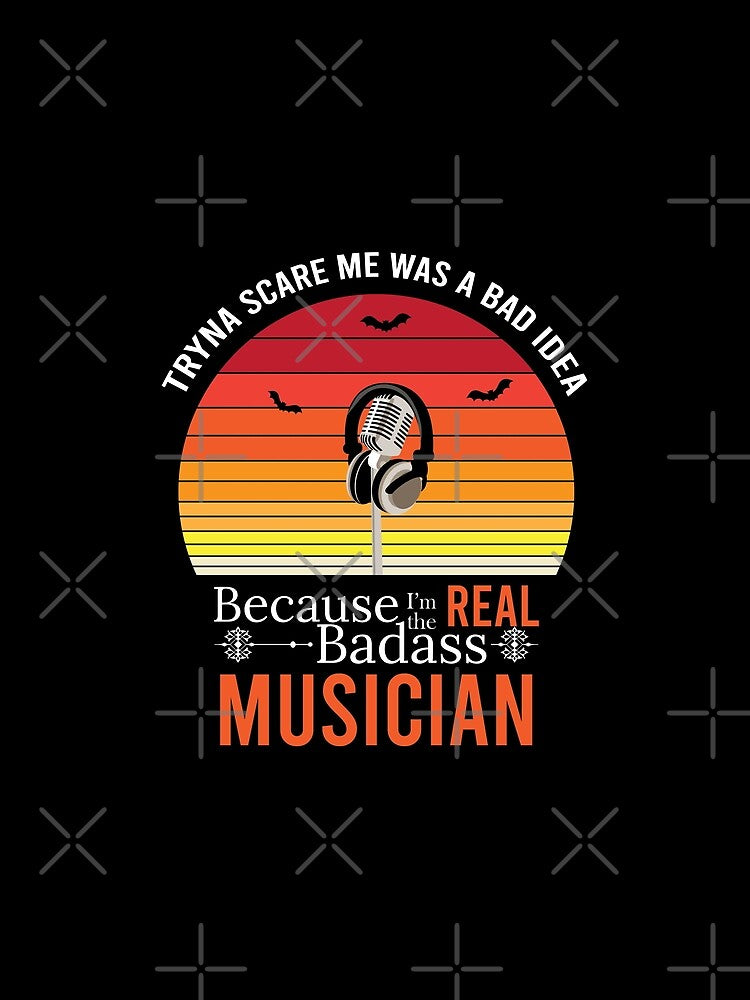 Funny Retro Halloween Bad ass musician t shirt design for musicians by anins-azuree