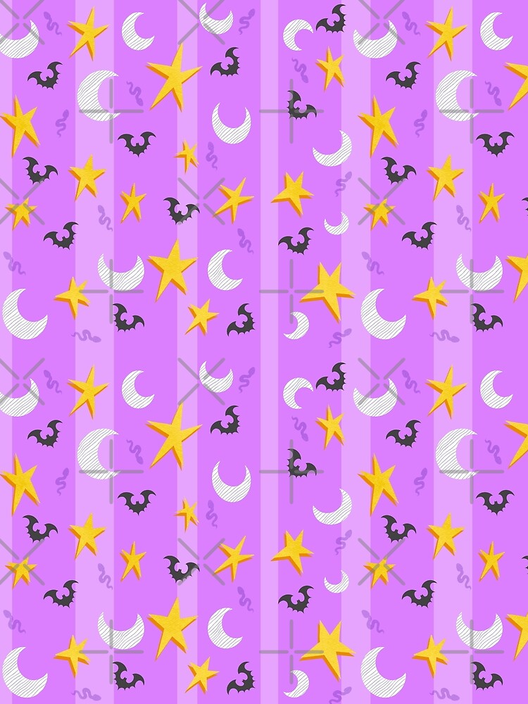 Whimsical Stars and Moons Halloween Pattern by ArtsieArtist