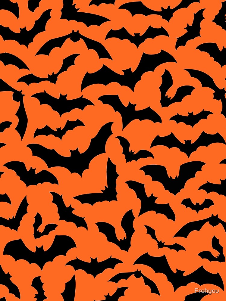 Vampire Flight at Dusk – Bold Spooky Bats Pattern | Orange by Frohyou