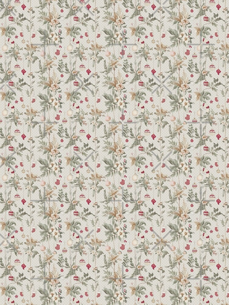 Retro Cute Floral Christmas Pattern in Mint Green by SamJanner