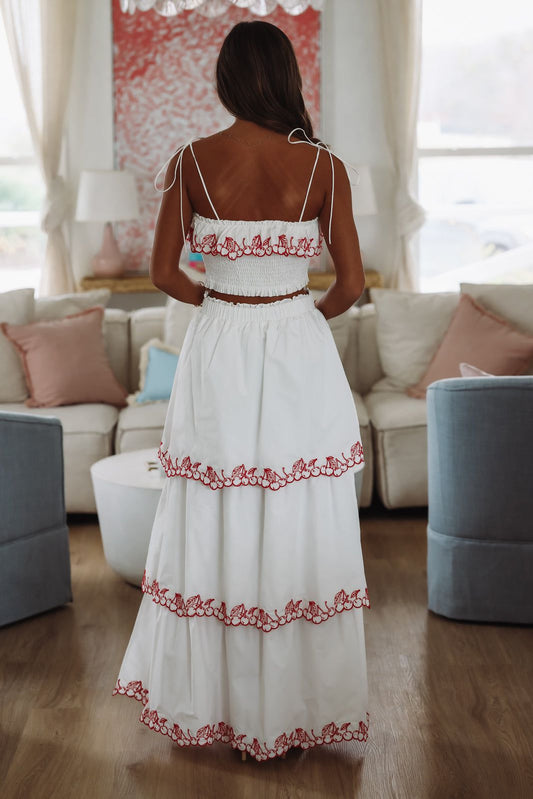 Love You Cherry Much Crop Top - White