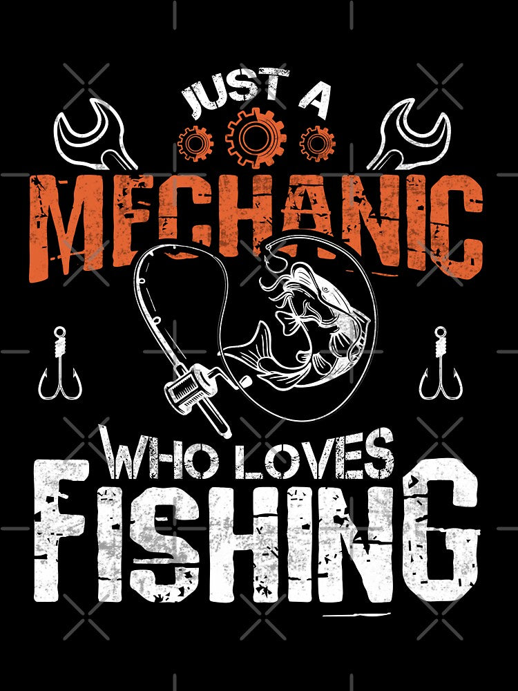 Funny Just A Mechanic Who Loves Fishing | Vintage Mechanic Fisher Dad by JUSTBEELEGANT