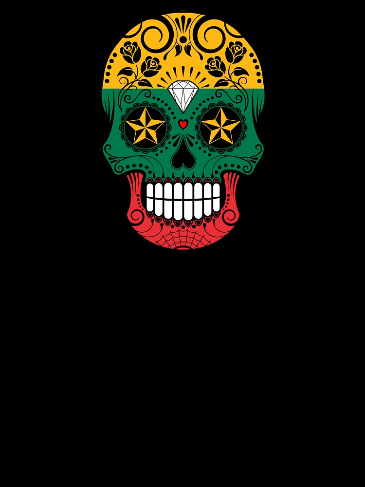 Sugar Skull with Roses and Flag of Lithuania by JeffBartels