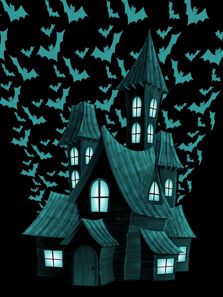 Wrath Blue Halloween Haunted House Bat Flyover by Creepyhollow